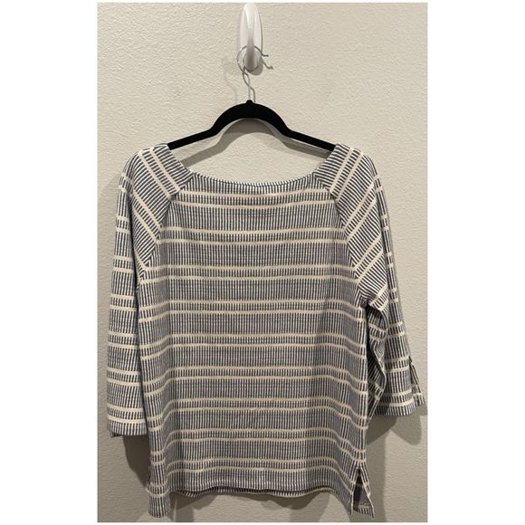 POSTAGE STAMP Antique White Striped Boat Neck Quarter Sleeve Sweatshirt - Picture 6 of 6